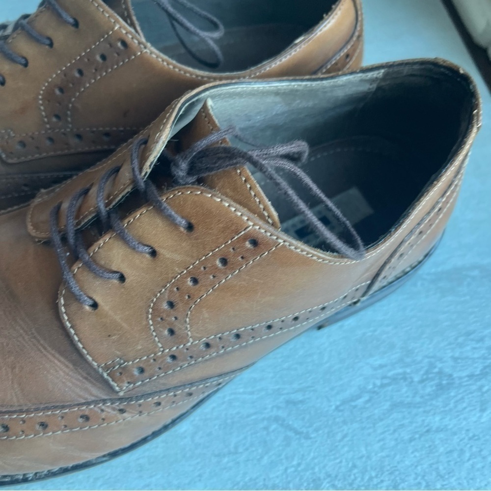 ** Joseph Abboud  Wingtip Leather Oxfords Brown Size 9 - Picture 4 of 10